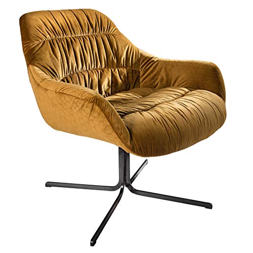 Invicta Interior Design Relax-Sessel Big Dutch senfgelb Samt mit Armlehnen Retro Stil Bürostuhl Stuhl von Invicta Interior