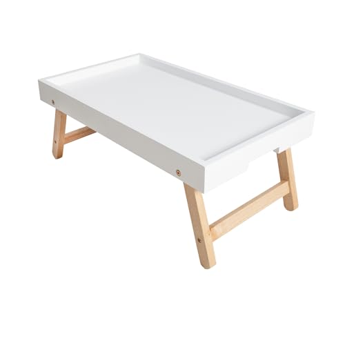 Design Retro Frühstückstablett Scandinavia weiß Eiche Bett Tablett klappbar Tisch Serviertisch von Invicta Interior