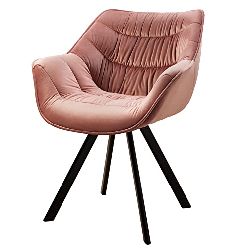 Invicta Interior Design Stuhl The Dutch Comfort Altrosa Samt Retro Stil mit Armlehnen von invicta INTERIOR