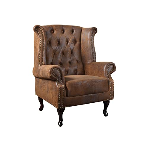 Invicta Interior Edler Ohrensessel Chesterfield Antik Look Sessel braun Fernsehsessel Relaxsessel von Invicta Interior