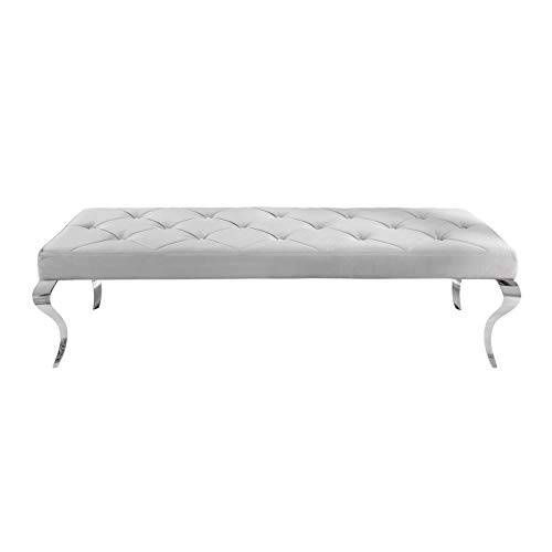 Invicta Interior Elegante Sitzbank MODERN BAROCK 170cm Silber Samt Edelstahl Flurbank Bank von Invicta Interior