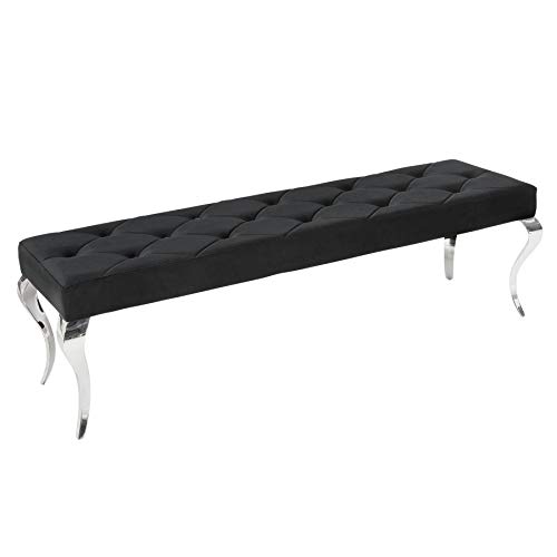 Invicta Interior Elegante Sitzbank MODERN BAROCK 170cm schwarz Samt Edelstahl Flurbank Bank von Invicta Interior