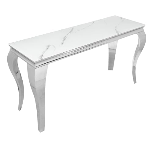 invicta INTERIOR Eleganter Konsolentisch MODERN BAROCK 145cm Glasplatte in Marmoroptik Konsole Schreibtisch Schminktisch von invicta INTERIOR