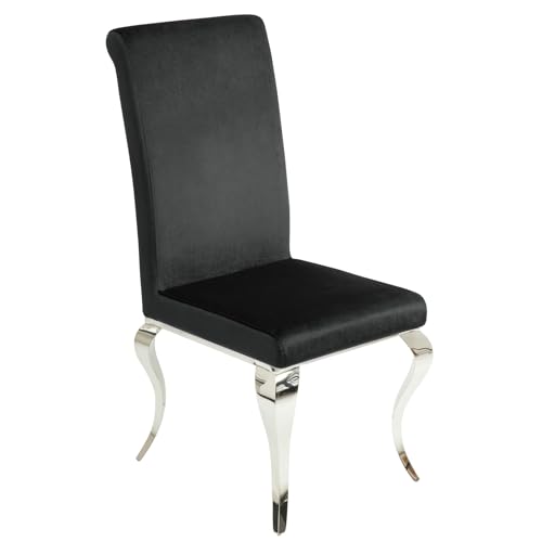 invicta INTERIOR Eleganter Stuhl MODERN BAROCK schwarz Stuhlbeine aus Edelstahl mit Negro Samt Lehnstuhl Esszimmerstuhl von invicta INTERIOR