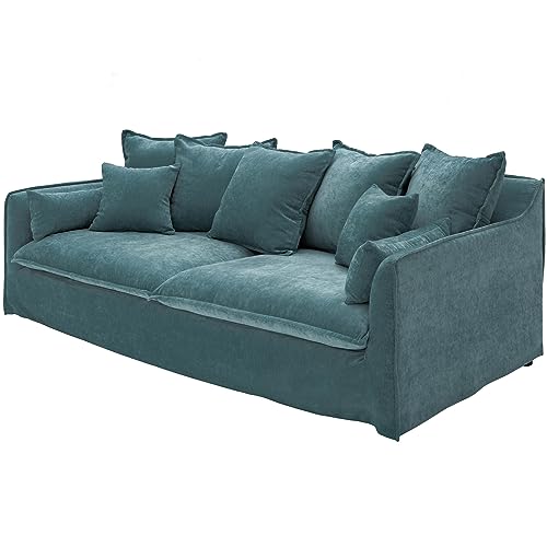 invicta INTERIOR Großes 3er Sofa Heaven 210cm Petrol Samt Abnehmbarer Bezug 3-Sitzer Sofa Hussensofa von invicta INTERIOR