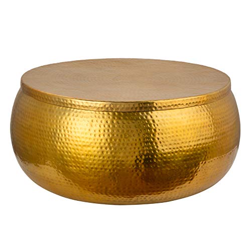 invicta INTERIOR Handgefertigter Couchtisch Orient Storage 70cm Gold Hammerschlag Design mit Stauraum Tisch Wohnzimmertisch von invicta INTERIOR