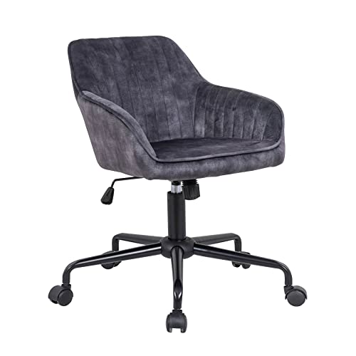 invicta INTERIOR Höhenverstellbarer Bürostuhl Turin dunkelgrau Samt mit Armlehne Drehstuhl Schreibtischstuhl Stuhl von invicta INTERIOR