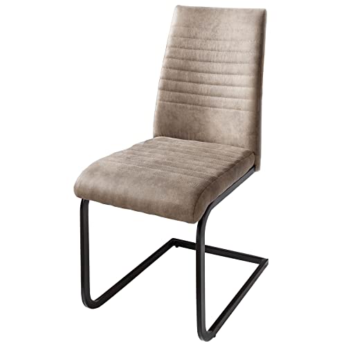 invicta INTERIOR Industrial Freischwinger Stuhl Apartment antik Taupe mit Metallgestell Esszimmerstuhl Stuhl Besucherstuhl von invicta INTERIOR