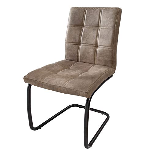 invicta INTERIOR Industrial Freischwinger Stuhl Modena Vintage Taupe mit Ziersteppung Esszimmerstuhl Schwingstuhl Küchenstuhl Besucherstuhl von invicta INTERIOR