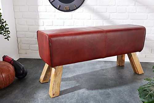 invicta INTERIOR riess-Ambiente Kultige Design Sitzbank Bock mit Echtleder Bezug 100cm Kult Schulsport Bank Turnbock-Optik Polsterbank Küchenbank von invicta INTERIOR