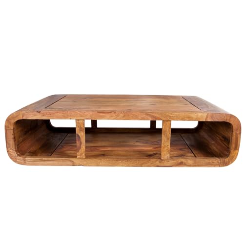 invicta INTERIOR Massiver Couchtisch Curved Sheesham Holz Stone Finish TV-Lowboard Holztisch Wohnzimmer Tisch von invicta INTERIOR