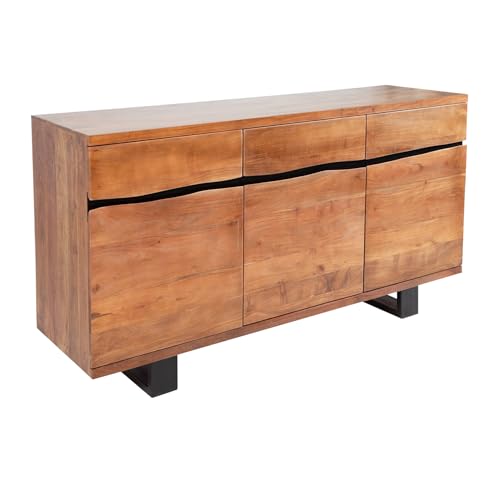 invicta INTERIOR Massives Sideboard Mammut 160cm Akazie Kufenbeine aus Metall Baumkante Kommode Massivholz Anrichte Akazienholz von invicta INTERIOR