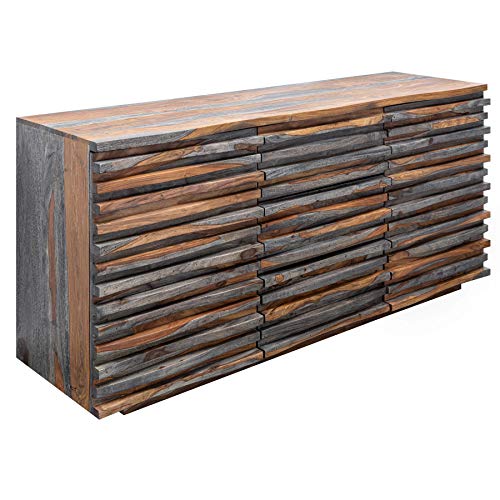 invicta INTERIOR Massives Sideboard Relief 160cm Sheesham Holz grau Smoke Finish mit aufwändiger Front Kommode Anrichte von invicta INTERIOR