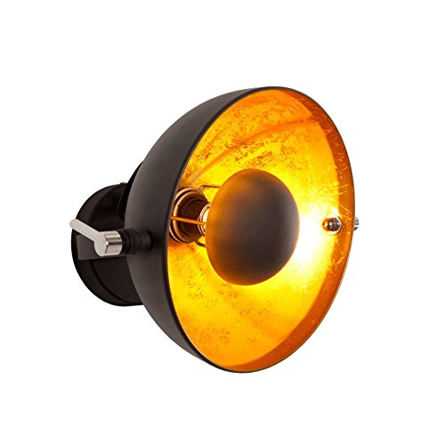 invicta INTERIOR Moderne Wandleuchte STUDIO schwarz gold Lampe Blattgold Optik Wandlampen Leuchte Wohnzimmer von invicta INTERIOR