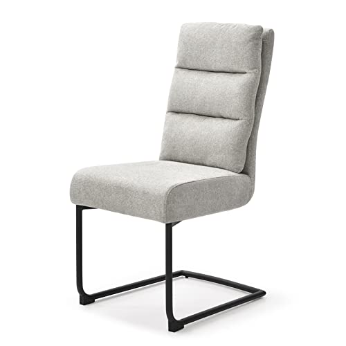 invicta INTERIOR Moderner Freischwinger Stuhl Comfort Vintage hellgrau mit schwarzem Metall-Gestell Esszimmerstuhl Besucherstuhl von invicta INTERIOR