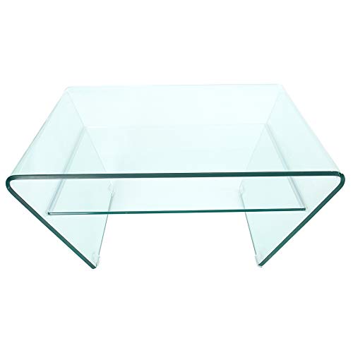 Invicta Interior Moderner Glas Couchtisch FANTOME 70cm Trapez mit Ablage transparent Glastisch Wohnzimmertisch Tisch von Invicta Interior