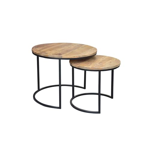invicta INTERIOR Retro 2er-Set Beistelltische Elements 56cm Mangoholz Massivholz Satztische Wohnzimmertische von invicta INTERIOR