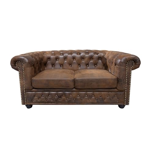 Invicta Interior riess-Ambiente Chesterfield 2-Sitzer Sofa 150cm antik braun Microfaser Federkern Knopfheftung 2er Sofa Couch kleines Sofa Loungesofa Wohnzimmer Sitzgelegenheit von invicta INTERIOR