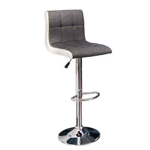 invicta INTERIOR riess-Ambiente.de Höhenverstellbarer Barhocker Modena grau weiß Barstuhl mit Fußablage | Tresenhocker für die Hausbar von invicta INTERIOR