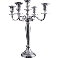 Kerzenhalter für Stabkerzen 5-armig in Silber 40 cm hoch von Invicta Interior