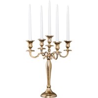 Kerzenhalter für Stabkerzen Metall in Gold H: 40 cm 5-armig von Invicta Interior