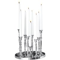 Kerzenständer 9 Stück mit Tablett in Silber Barock von Invicta Interior