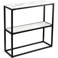 Konsolentisch Hartglas Metall in Weiß Schwarz 80 cm von Invicta Interior