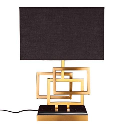 Moderne Tischleuchte LEONOR 56cm gold Modern Design Tischlampe mit Stoffschirm Tischlampe Lampe Nachttischleuchte von invicta INTERIOR