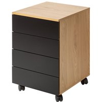 Rollcontainer mit Schublade in Eiche Schwarz 40x45 cm von Invicta Interior