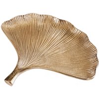 Schale Metall in Gold L: 42 cm Ginko Handarbeit Asiatisch von Invicta Interior