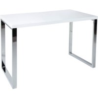 Schreibtisch in Weiß Hochglanz Chrom 120 x 75 cm von Invicta Interior