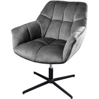 Schreibtischstuhl Grau Schwarz ohne Rollen höhenverstellbar von Invicta Interior