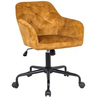Schreibtischstuhl höhenverstellbar Samt in Gelb Schwarz Retro von Invicta Interior