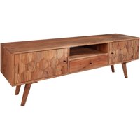 TV Lowboard Akazienholz 140 cm breit 3D-Fronten massiv TV Lowboard Akazienholz 140 cm breit 3D-Fronten massiv von Invicta Interior