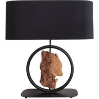 Tischleuchte Holz Stoff blendarm 58 cm E27 in Schwarz von Invicta Interior