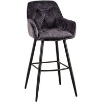 Tresenstuhl Chesterfield aus Samt Metall in Grau Schwarz von Invicta Interior