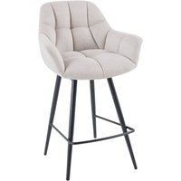 Tresenstuhl mit Lehne Stoff Metall Creme Beige Schwarz Tresenstuhl mit Lehne Stoff Metall Creme Beige Schwarz von Invicta Interior