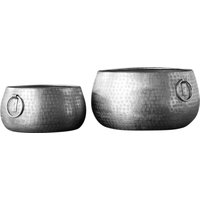 Übertopf 2er Set Metall Handarbeit Hammerschlag in Silber Übertopf 2er Set Metall Handarbeit Hammerschlag in Silber von Invicta Interior