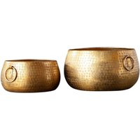 Übertopf 2er Set Metall in Gold Handarbeit Hammerschlag von Invicta Interior