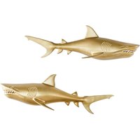 Wanddeko 2er Set Hai 68 cm lang Metall in Gold Handarbeit Wanddeko 2er Set Hai 68 cm lang Metall in Gold Handarbeit von Invicta Interior