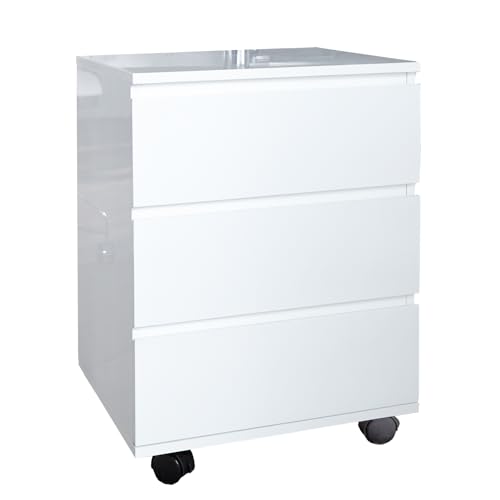 riess-Ambiente Moderner Rollcontainer Big Deal 45cm weiß Hochglanz 3 Schubladen Aktenschrank Druckertisch Büroschrank Rollwagen Beistelltisch Aktencontainer von invicta INTERIOR