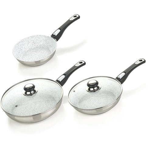 Genius Pfannen-Set Cerafit Mont Blanc mit Klick-Griff, 7-teilig - Edelstahlpfannen mit Keramik Spezial-Antihaftbeschichtung Genius Pfannen-Set Cerafit Mont Blanc mit Klick-Griff, 7-teilig - Edelstahlpfannen mit Keramik Spezial-Antihaftbeschichtung von Invictus X7