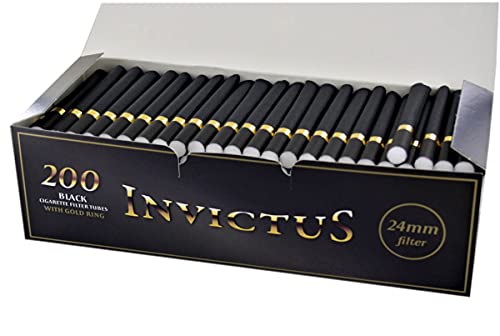 Invictus Black Zigarettenhülsen mit extra-langem 24 mm Filter, 200er Box 50 Boxen (1 Umkarton / 10.000 Hülsen) von Invictus