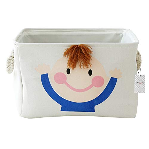 Inwagui Faltbare Aufbewahrungskorb Baby Wäschekorb Junge Spielzeug Aufbewahrungsbox 3D Lagerung Korb für Kinderzimmer Organizer - Weiß/Blau von Inwagui