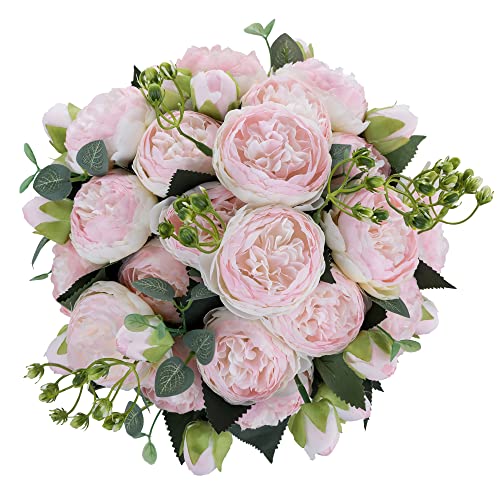 Inweder Blumenstrauß Brautstrauß Künstliche Blumen - 4 Pcs Pfingstrose Künstlich Gefälschter Blumenkugel Baby-Rosa Seidenblumen für Hochzeitsdeko Tisch Home Hochzeit Blumenball Deko Wohnzimmer von Inweder