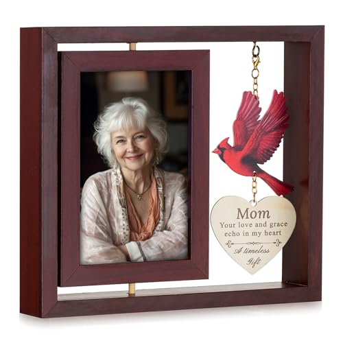 Inweder Gedenkgeschenke für den Verlust der Mutter: 4x6 Bilderrahmen Beileidsgeschenke Kardinal Sympathie Fotorahmen für Mutter Erinnerungsgeschenk in liebevoller Erinnerung von Inweder