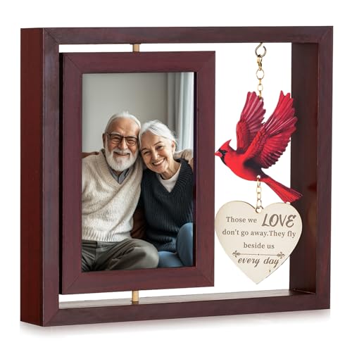 Inweder Gedenkgeschenke für den Verlust eines geliebten Menschen: Doppel 4x6 Fotos Kardinal Erinnerung Bilderrahmen Beileidsgeschenk in liebevoller Erinnerung Sympathie Geschenke mit rührenden Text von Inweder