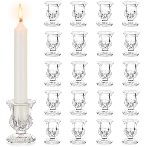 Inweder Glas Kerzenständer Kerzenhalter für Stabkerzen: 20 er Klarglas-Stabkerzenhalter Kerzenhalter für Spitzkerzen Kerzenständer Stabkerzen für Tischdeko Hochzeit Halloween und Wohnzimmer Deko von Inweder
