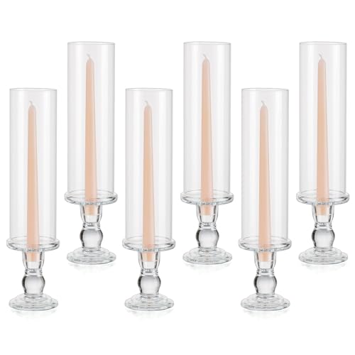 Inweder Glas Stabkerzenhalter Kerzenhalter Stumpenkerzen: 6er Windlicht Kerzenhalter für Hochzeit Weihnachten - Kerzenständer für Stumpen- und Stabkerzen - Klarer Stumpenkerzenhalter für Heimdeko von Inweder