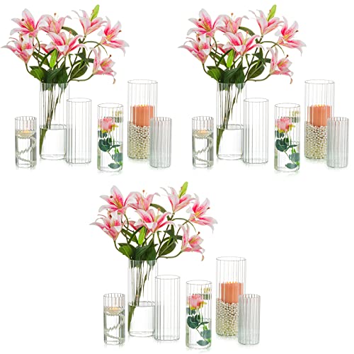 Inweder Glasvase Zylinder Hochzeit Tischdeko - 18er-Satz Vase Glas Blumenvase Glaszylinder für Kerzen Windlicht Glas Kerzenständer Kerzenhalter für Stumpenkerzen Schwimmkerzen Vasen Deko Wohnzimmer von Inweder